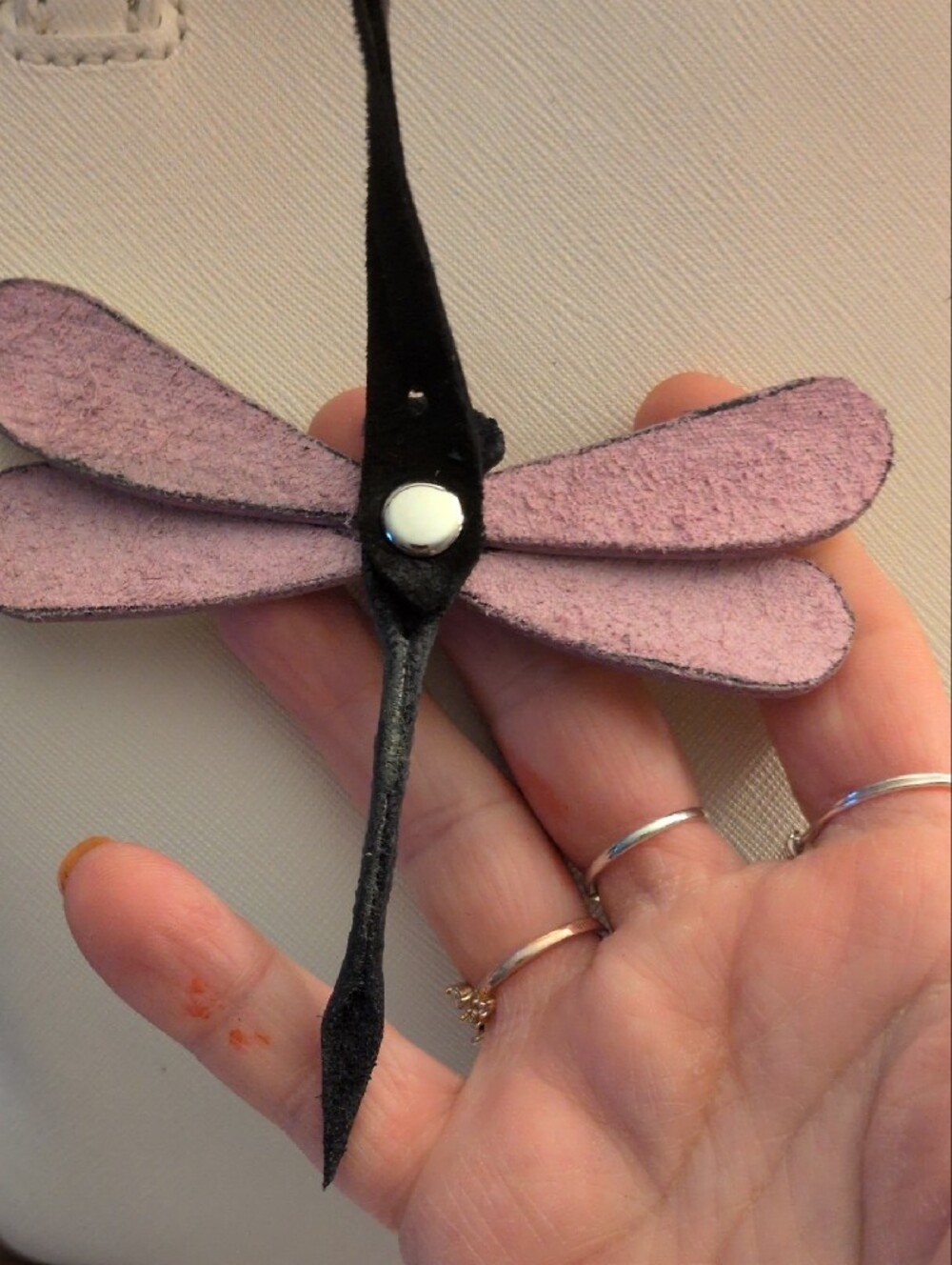 Hand Made Iridescent Dragonfly Bag Charm Purple & Green - Picture 5 of 9